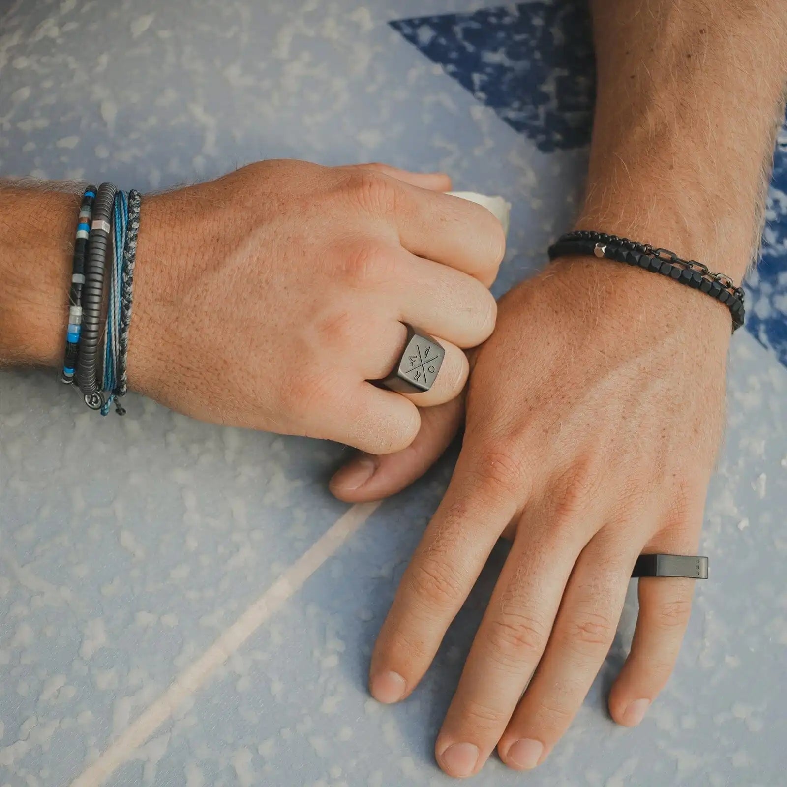 Men's Black Gunmetal Stone Bracelet
