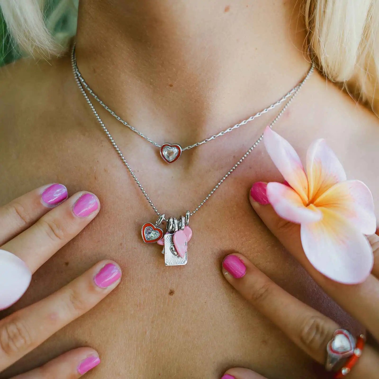 Harper Stone & Enamel Heart Charm