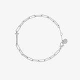 Silver Initial Paperclip Chain Bracelet