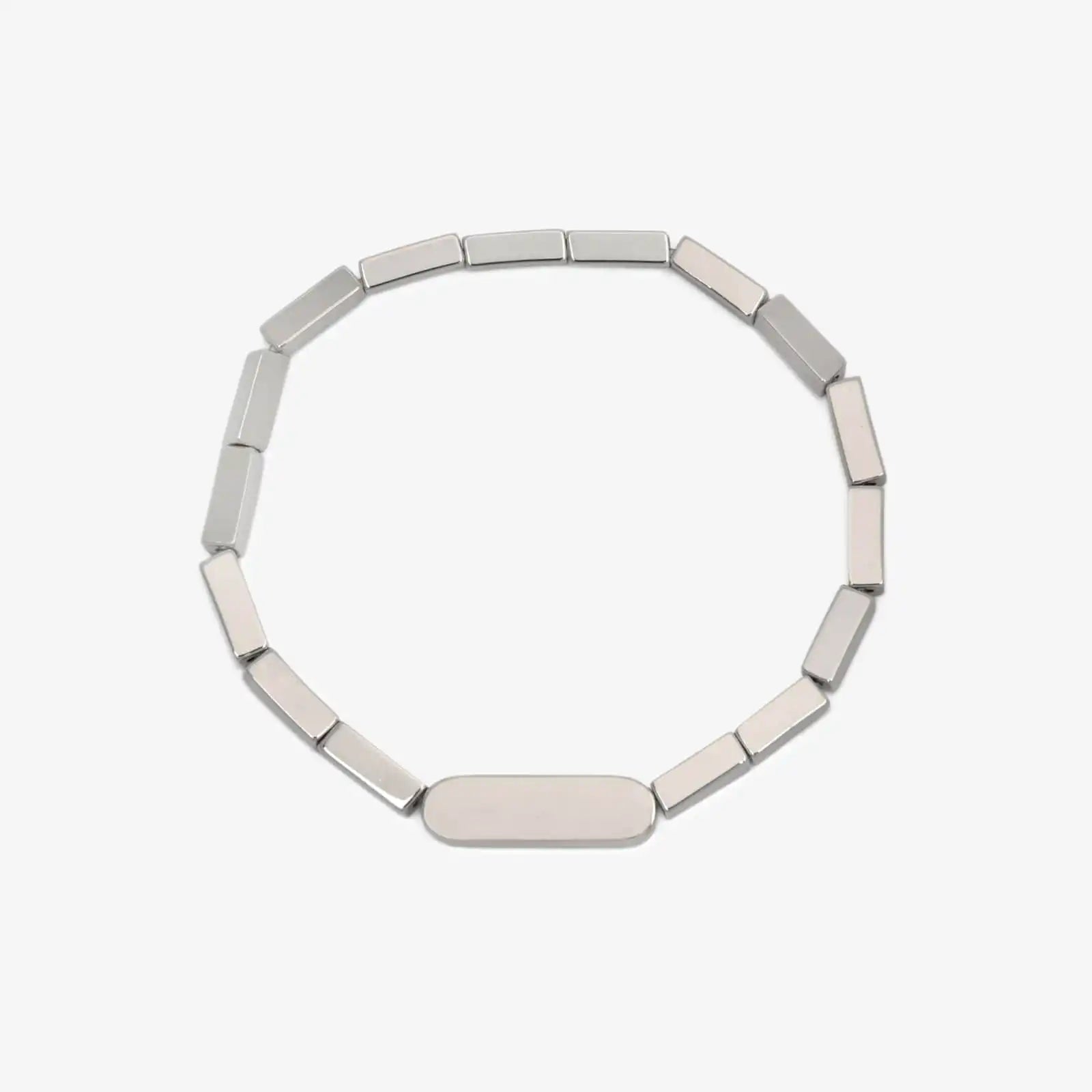 Engravable Rectangle Bead Stretch Bracelet