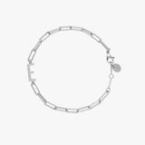 Silver Initial Paperclip Chain Bracelet
