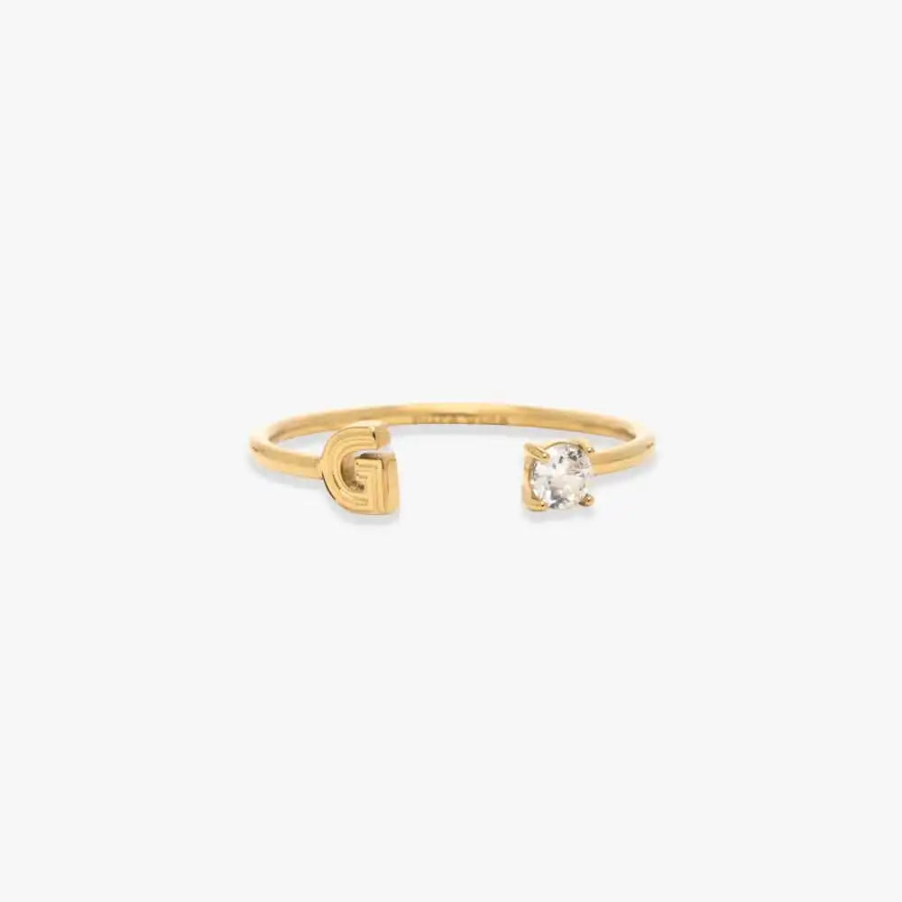Initial Stone Open Ring