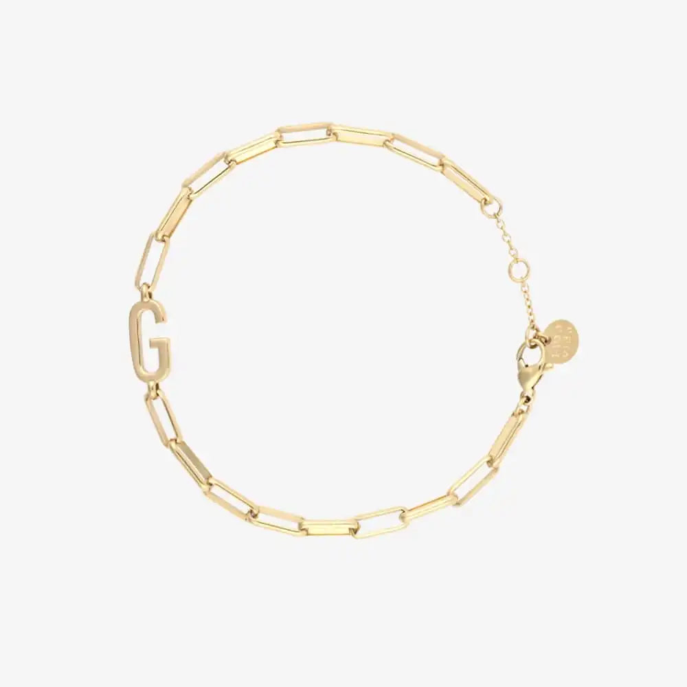 Initial Paperclip Chain Bracelet