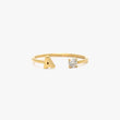 Initial Stone Open Ring