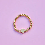 Gold Heart Bead Stretch Ring