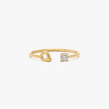 Initial Stone Open Ring