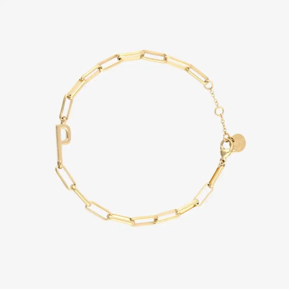 Initial Paperclip Chain Bracelet