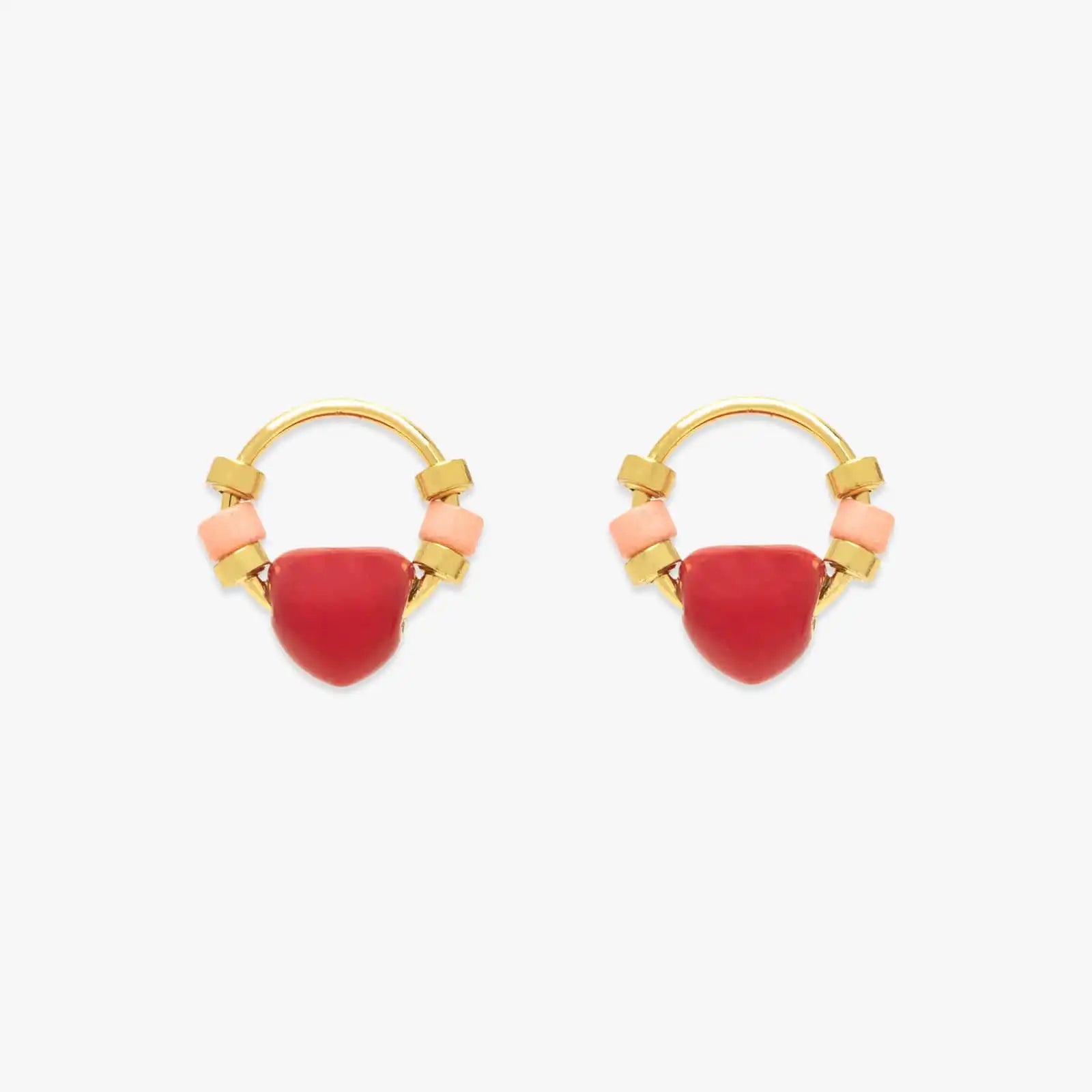 Heart Bead Stud Earrings