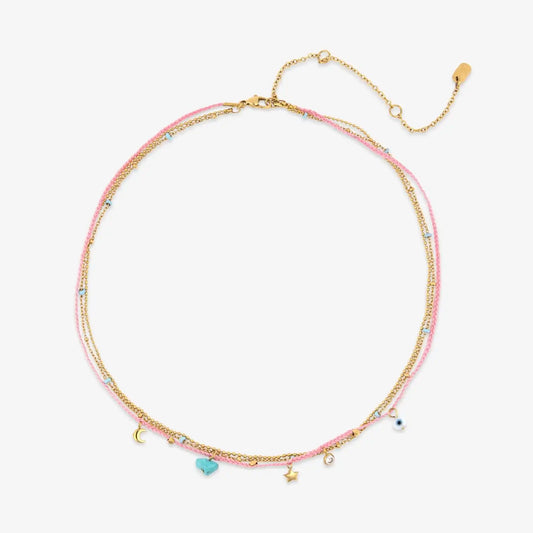String and Chain Layered Necklace