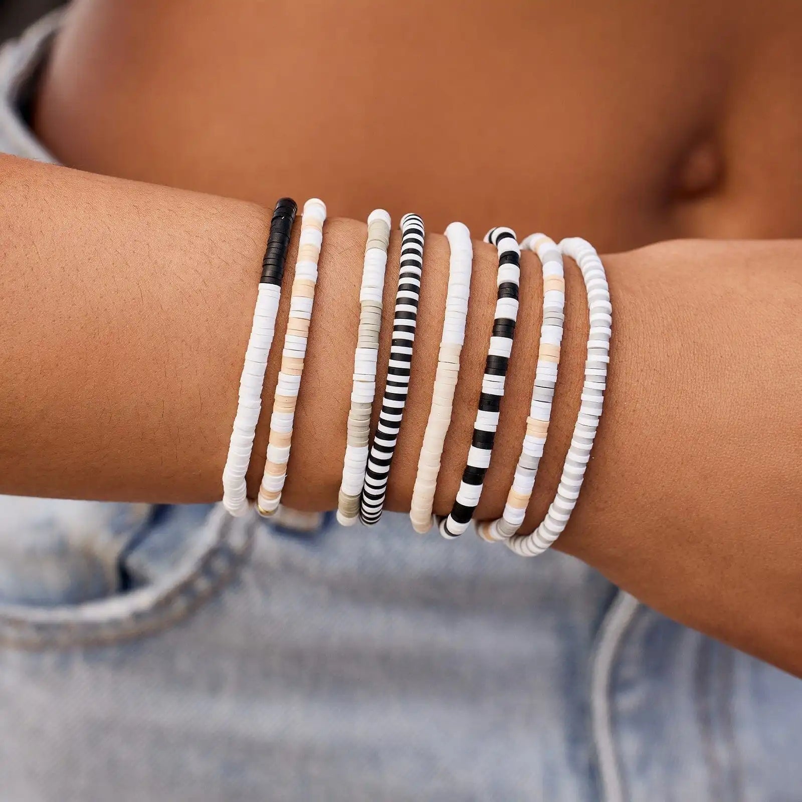 Vacation Vibes Neutral Stretch Bracelet Set of 8
