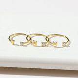 Initial Stone Open Ring