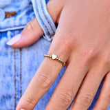 Gold Heart Bead Stretch Ring