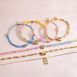 Initial Pearl & Seed Bead Stretch Bracelet
