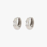 Dome With Stone Hoop Earrings