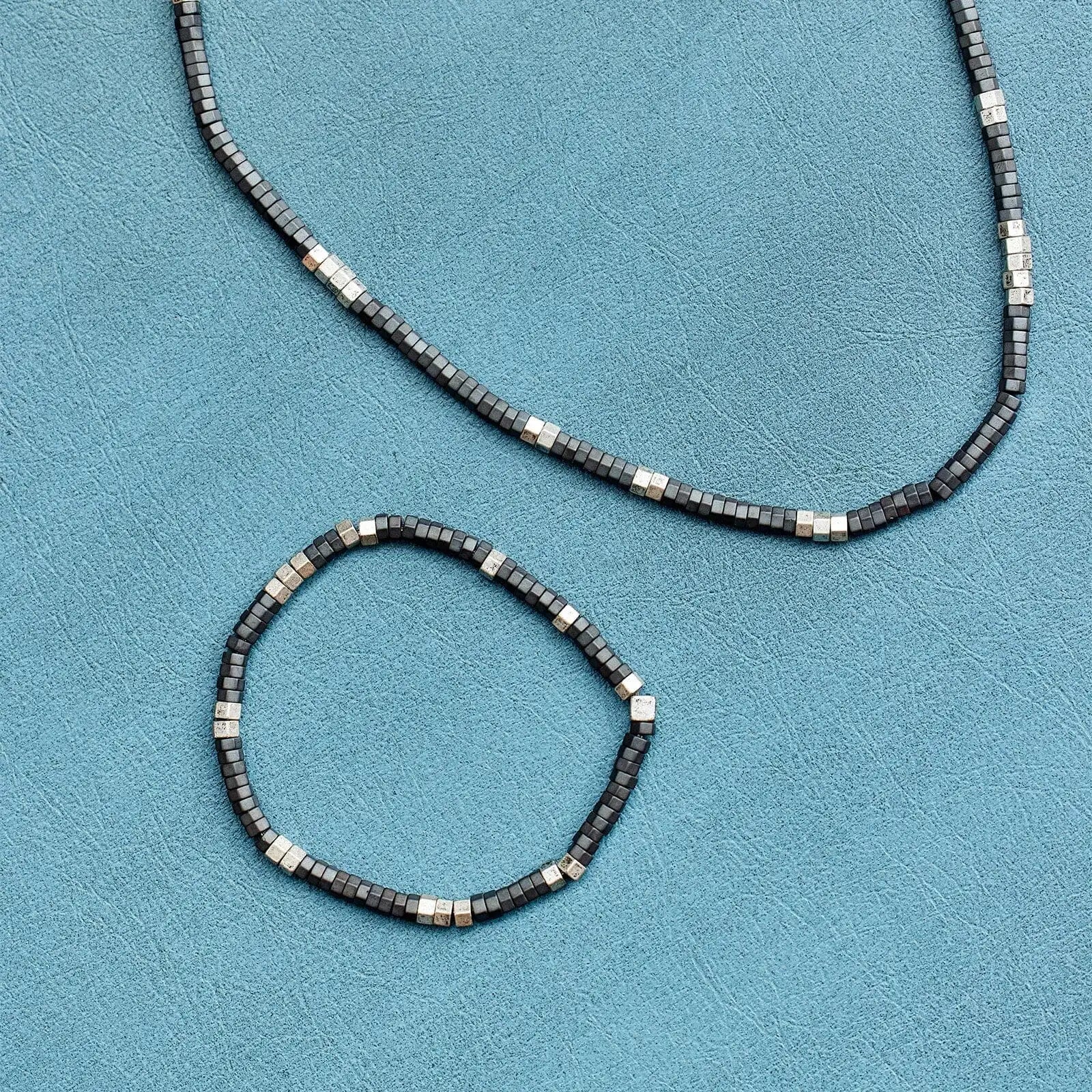 Men's Faceted Pyrite Stretch Bracelet