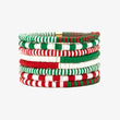 Red, Green & White Stretch Bracelet Set of 8